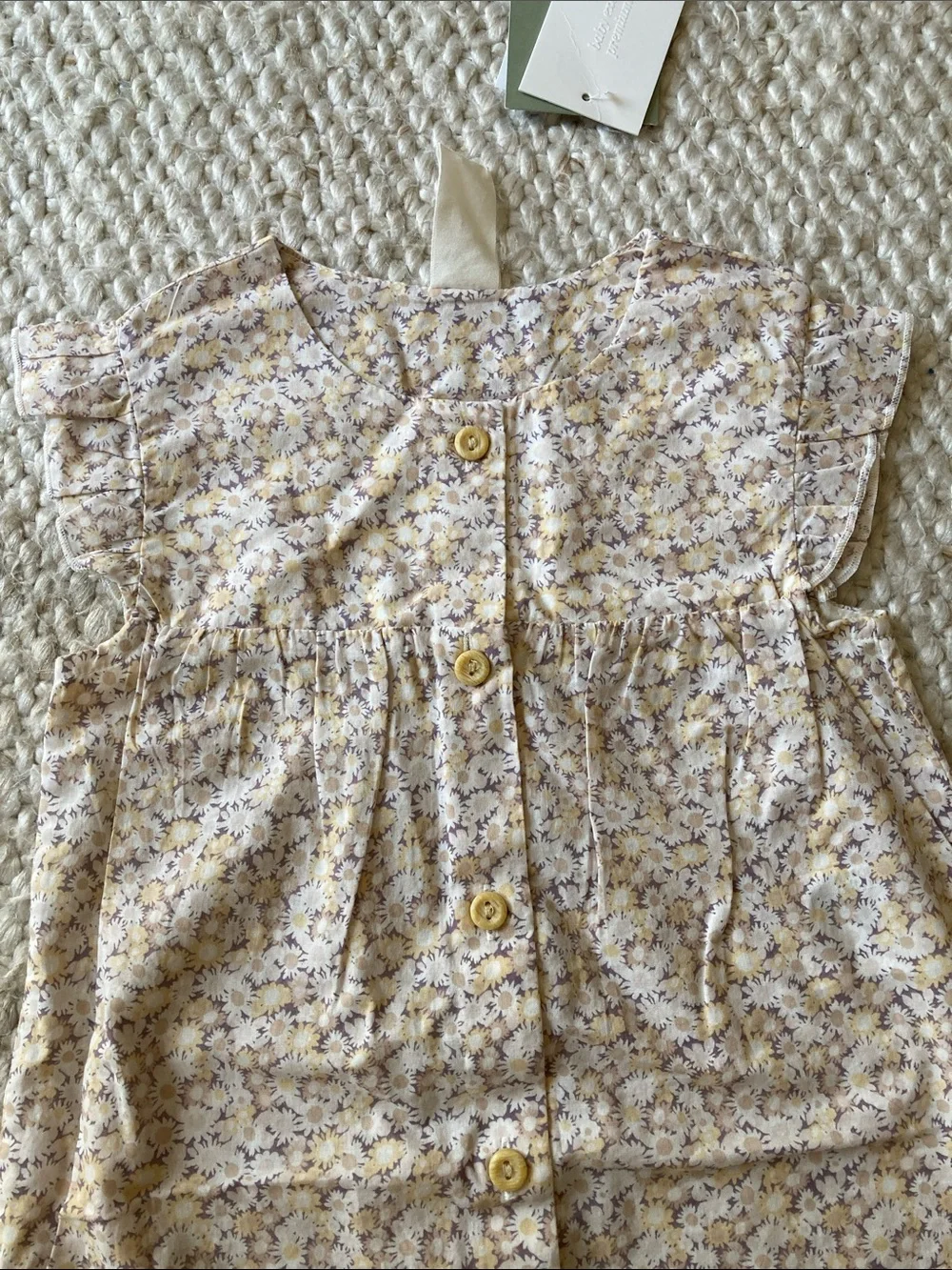 NWT organic cotton H&M Yellow and Purple Floral Button Romper